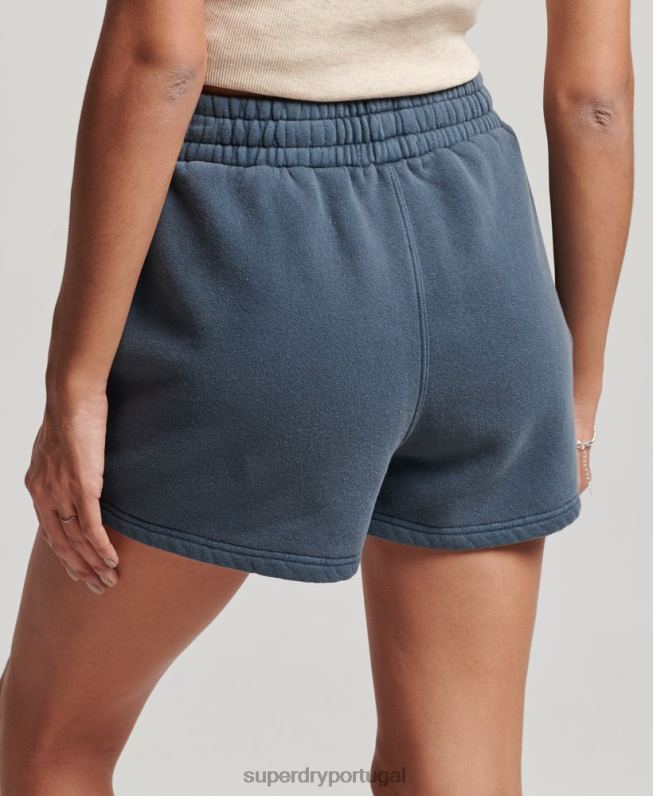 shorts de suor de lavagem vintage mulheres marinha roupas Superdry 2208H3122