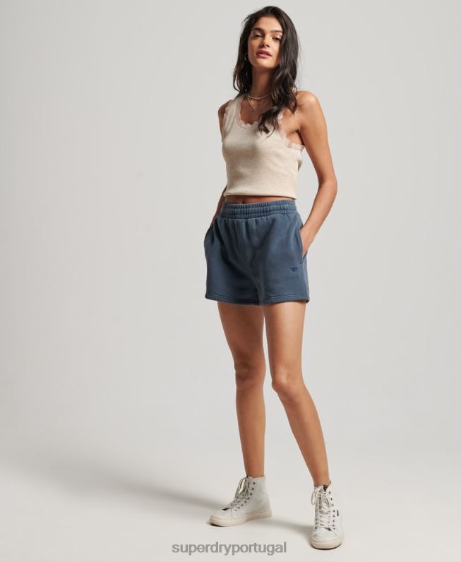 shorts de suor de lavagem vintage mulheres marinha roupas Superdry 2208H3122