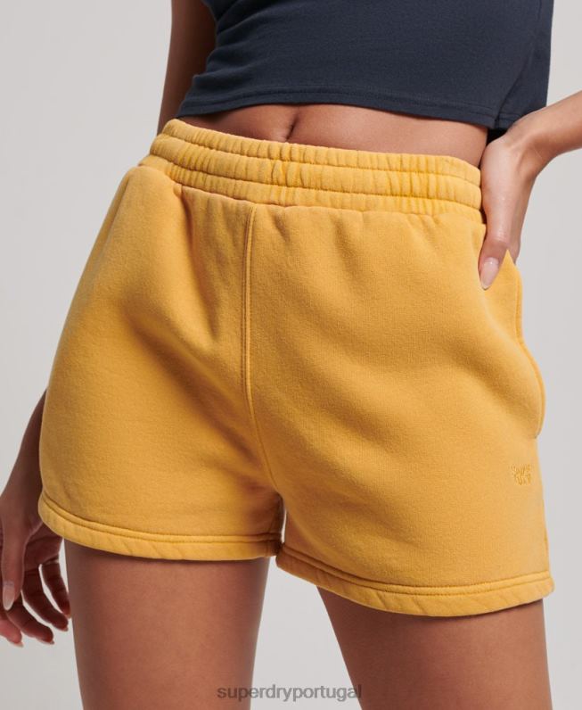 shorts de suor de lavagem vintage mulheres ouro roupas Superdry 2208H3129