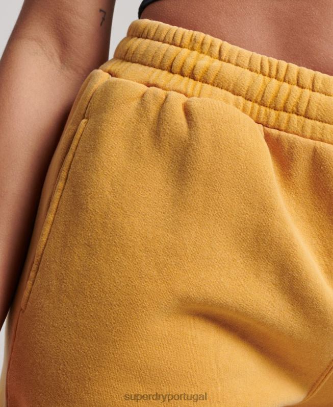 shorts de suor de lavagem vintage mulheres ouro roupas Superdry 2208H3129