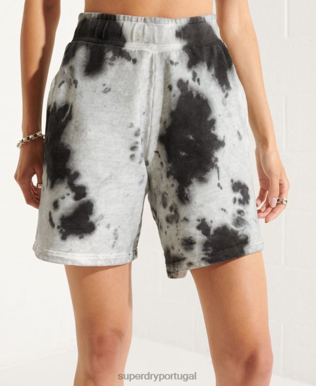 shorts de suor tie dye mulheres preto roupas Superdry 2208H3167