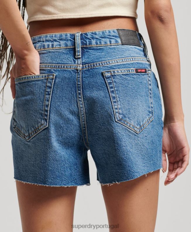 shorts finos cintura média mulheres azul roupas Superdry 2208H2146