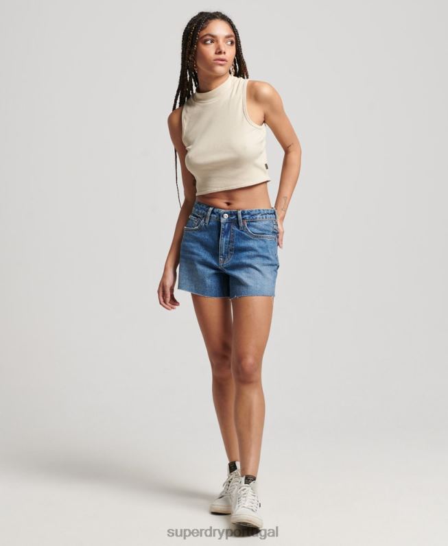 shorts finos cintura média mulheres azul roupas Superdry 2208H2146