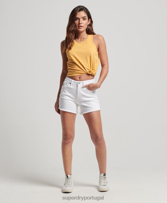 shorts finos cintura média mulheres branco roupas Superdry 2208H2153