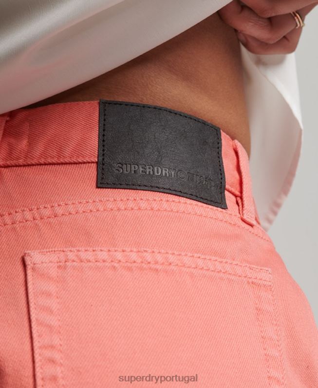 shorts jeans de cintura alta mulheres coral roupas Superdry 2208H3104