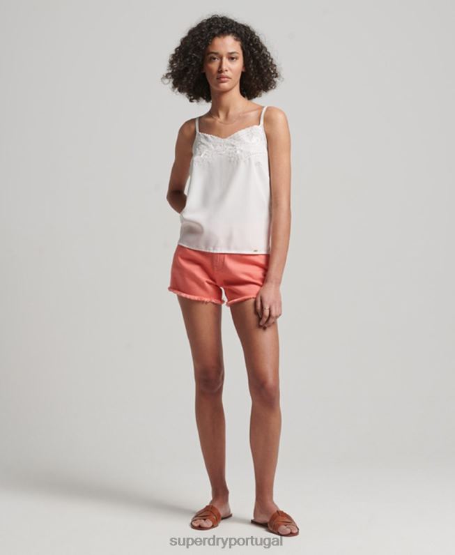shorts jeans de cintura alta mulheres coral roupas Superdry 2208H3104