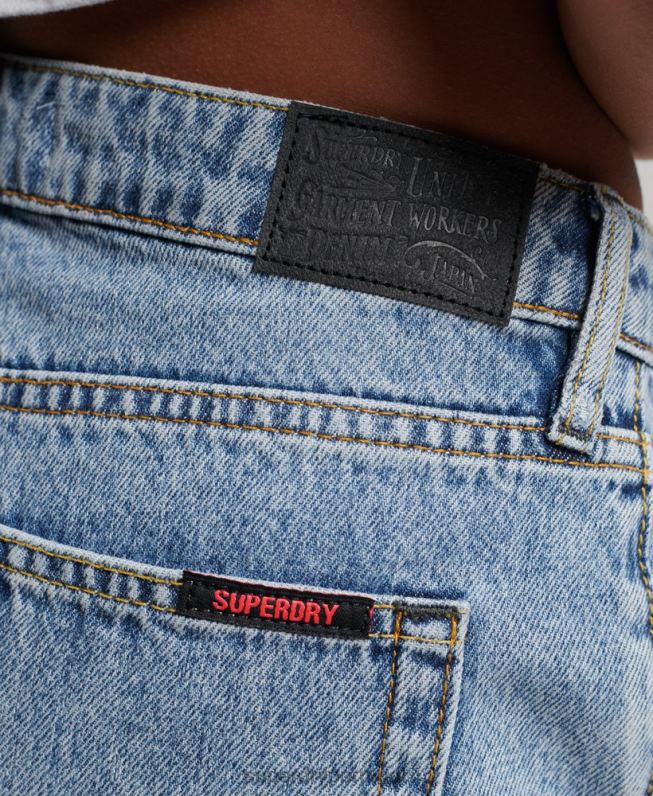 shorts jeans quentes mulheres azul claro roupas Superdry 2208H3092
