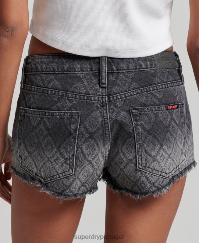 shorts jeans quentes mulheres preto roupas Superdry 2208H3096
