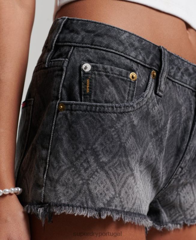 shorts jeans quentes mulheres preto roupas Superdry 2208H3096