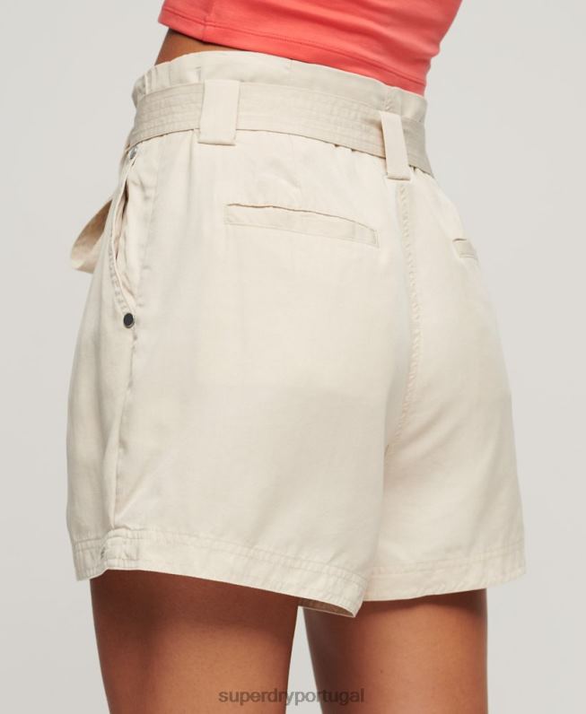 shorts paperbag do deserto mulheres bege roupas Superdry 2208H3106