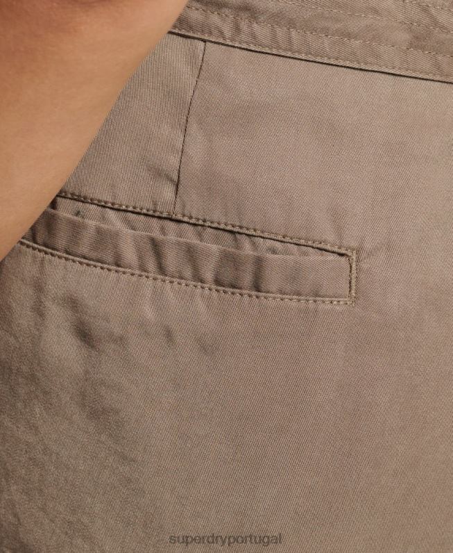 shorts paperbag do deserto mulheres cáqui roupas Superdry 2208H3091