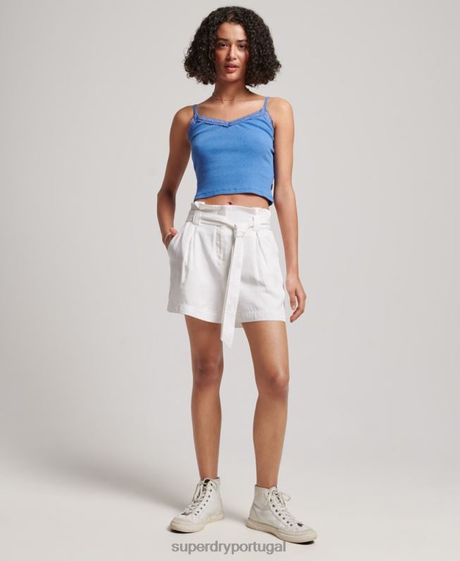 shorts paperbag mulheres branco roupas Superdry 2208H3168