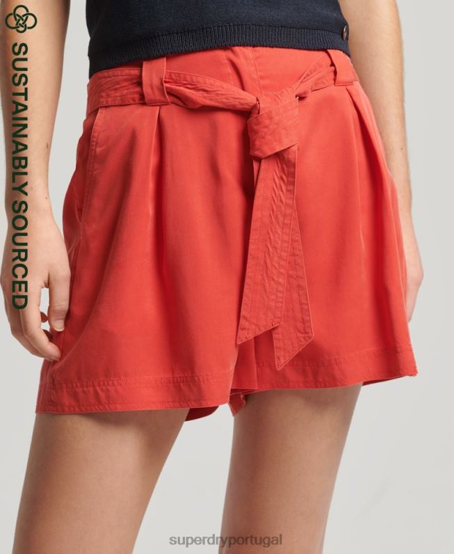 shorts paperbag mulheres vermelho roupas Superdry 2208H3138