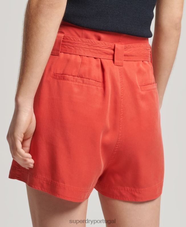 shorts paperbag mulheres vermelho roupas Superdry 2208H3138