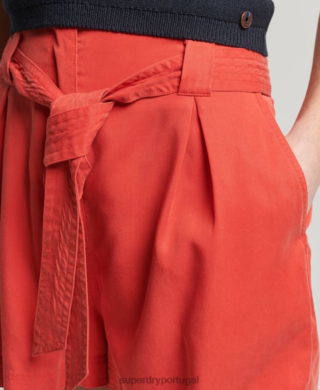 shorts paperbag mulheres vermelho roupas Superdry 2208H3138