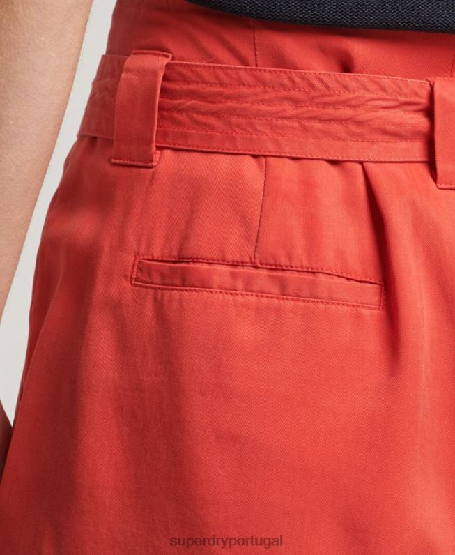 shorts paperbag mulheres vermelho roupas Superdry 2208H3138
