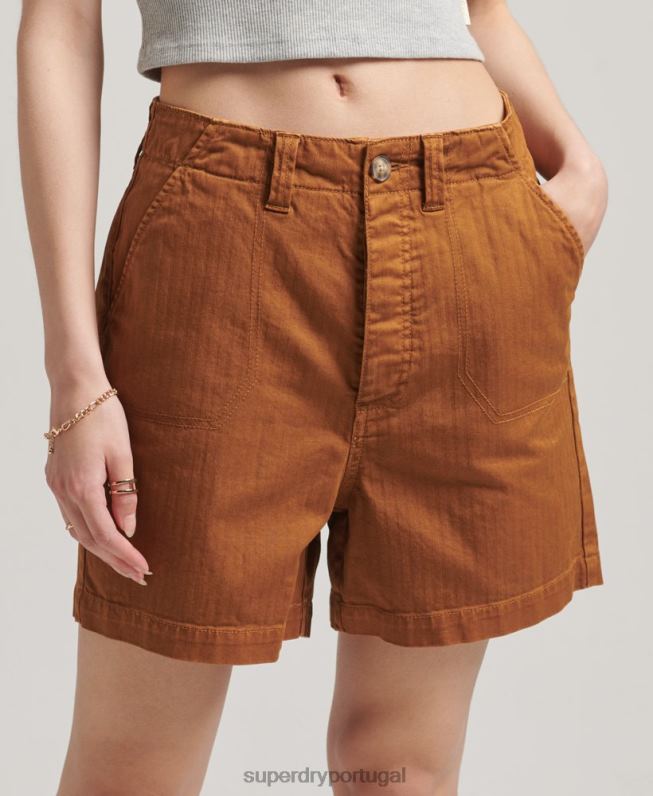 shorts utilitários vintage mulheres bronzeado roupas Superdry 2208H3159