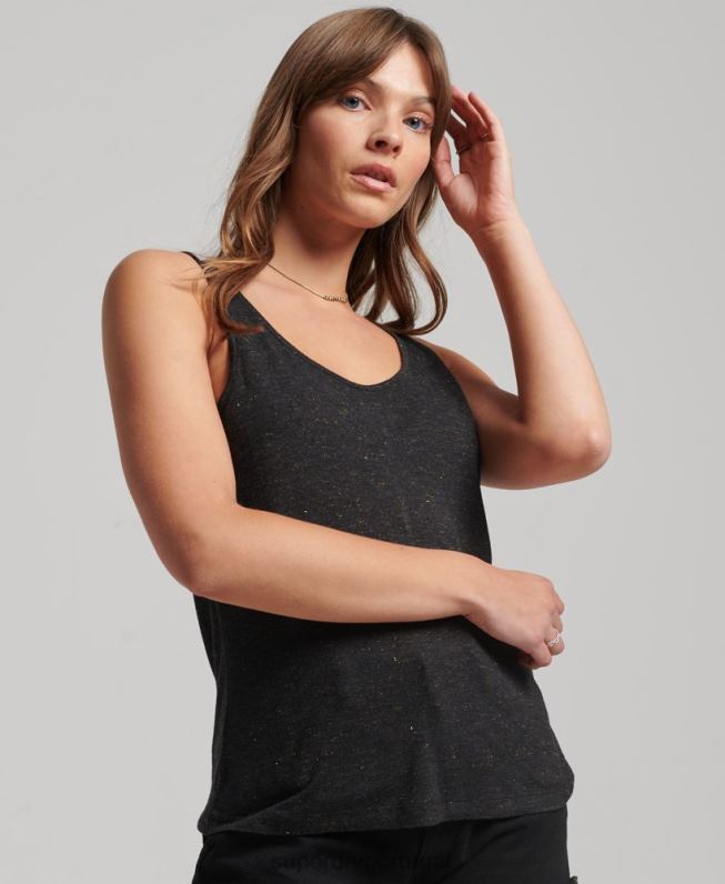 camisola de alças de jérsei de estúdios mulheres preto roupas Superdry 2208H2201