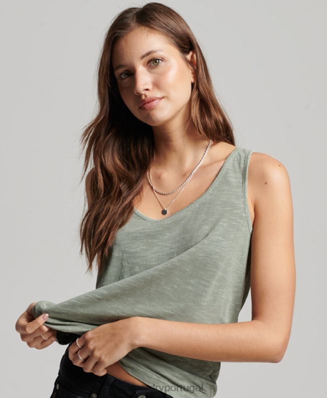 camisola de alças de jérsei de estúdios mulheres verde roupas Superdry 2208H2878