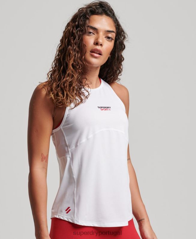 colete ativo mulheres branco roupas Superdry 2208H2916