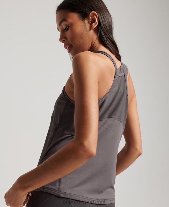 colete ativo mulheres cinza roupas Superdry 2208H2978