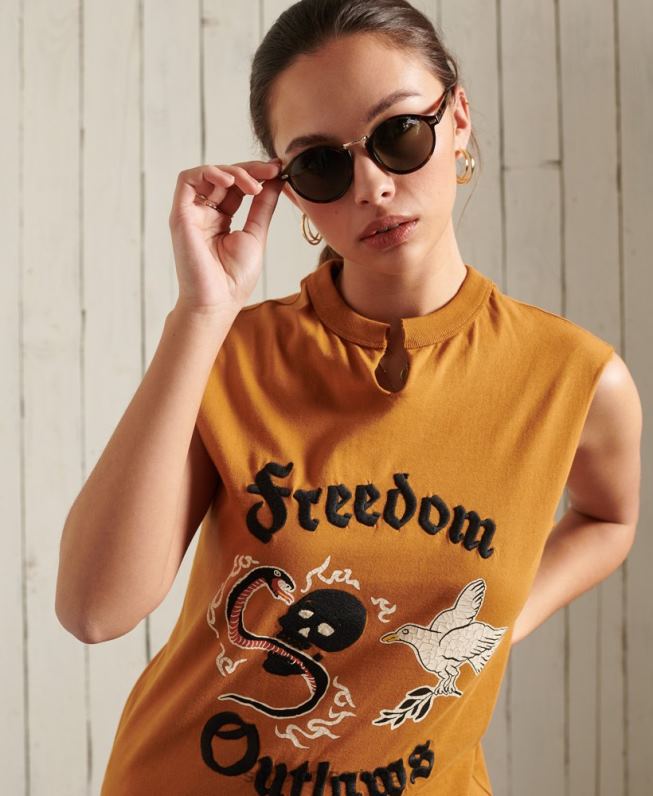 colete de banda boêmia mulheres laranja roupas Superdry 2208H3081