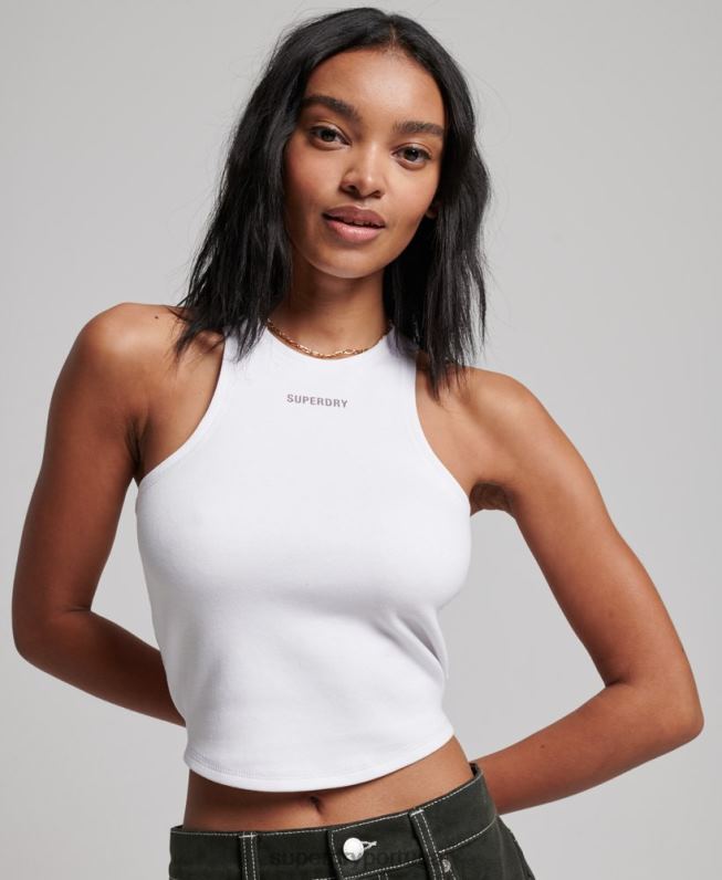 colete de corrida code tech mulheres branco roupas Superdry 2208H2965