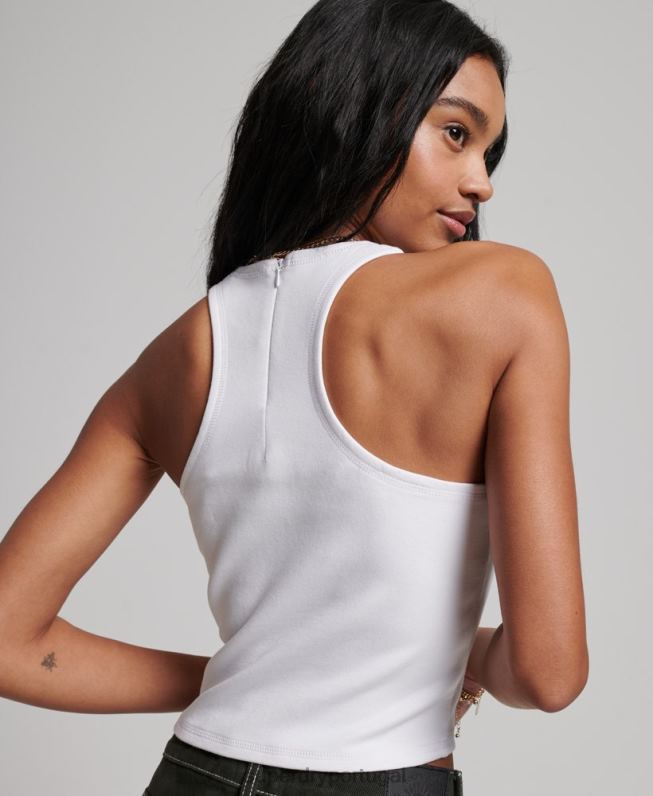 colete de corrida code tech mulheres branco roupas Superdry 2208H2965