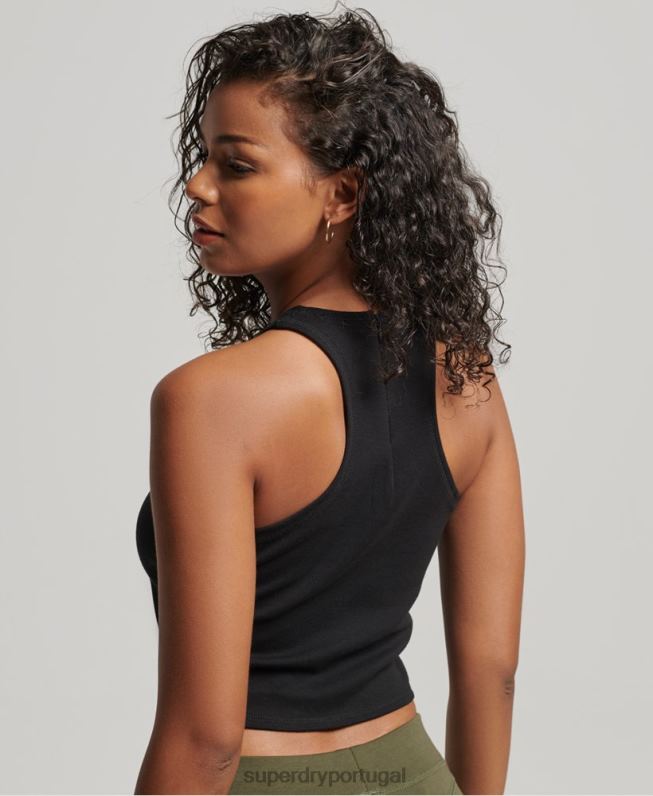 colete de corrida code tech mulheres preto roupas Superdry 2208H2990