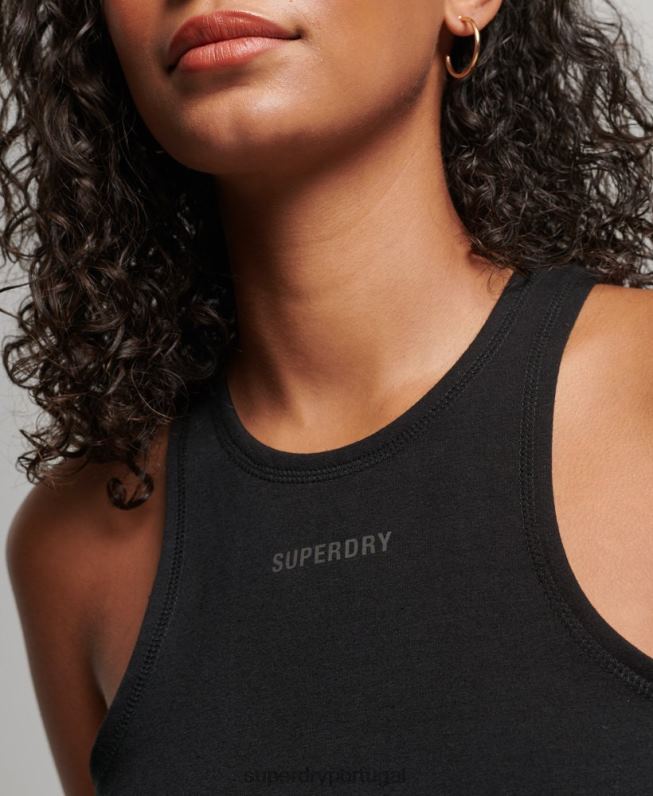 colete de corrida code tech mulheres preto roupas Superdry 2208H2990