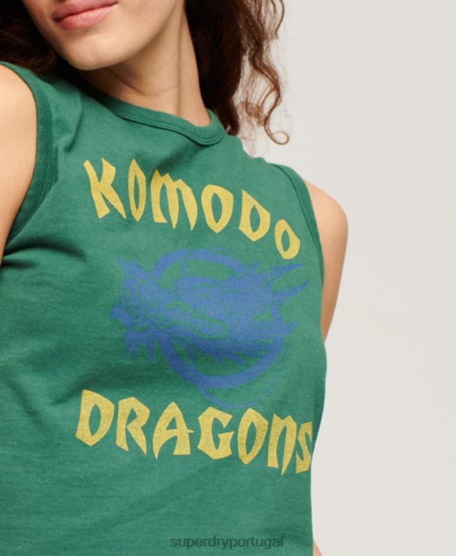 colete de dragão clássico mulheres verde roupas Superdry x Komodo 2208H2097