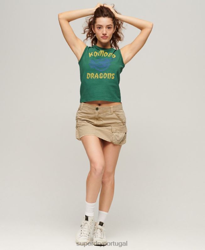 colete de dragão clássico mulheres verde roupas Superdry x Komodo 2208H2097
