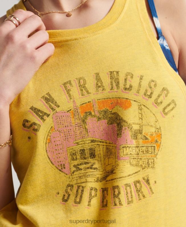 colete de lembrança da cidade vintage mulheres laranja roupas Superdry 2208H2199