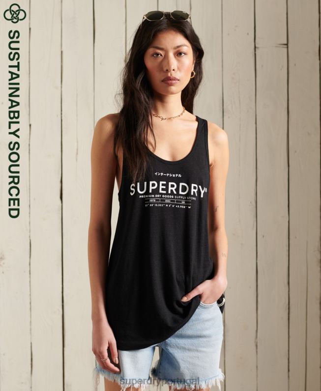 colete de linho do deserto mulheres preto roupas Superdry 2208H3090