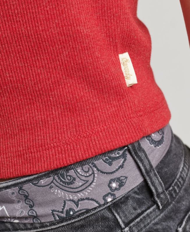 colete de renda vintage de algodão orgânico mulheres vermelho roupas Superdry 2208H3049