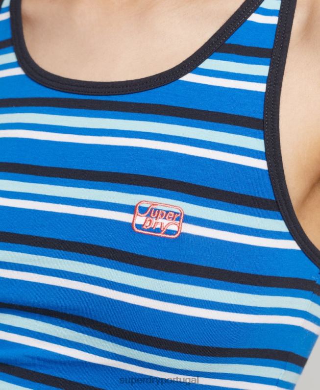 colete listrado cali vintage mulheres azul claro roupas Superdry 2208H2986