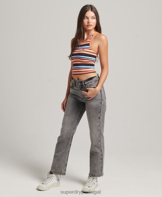 colete listrado cali vintage mulheres laranja roupas Superdry 2208H6586