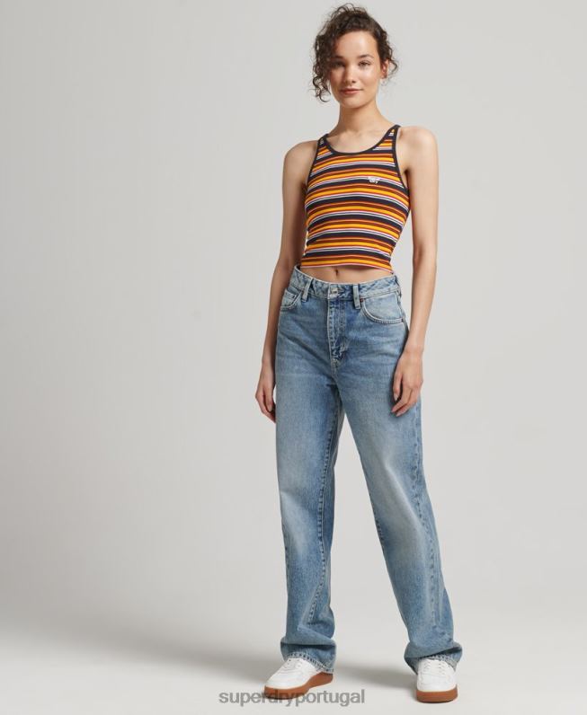 colete listrado cali vintage mulheres marinha roupas Superdry 2208H2985