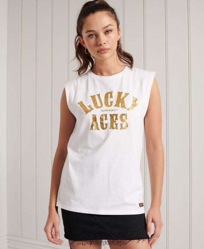 colete logotipo militar mulheres branco roupas Superdry 2208H3060