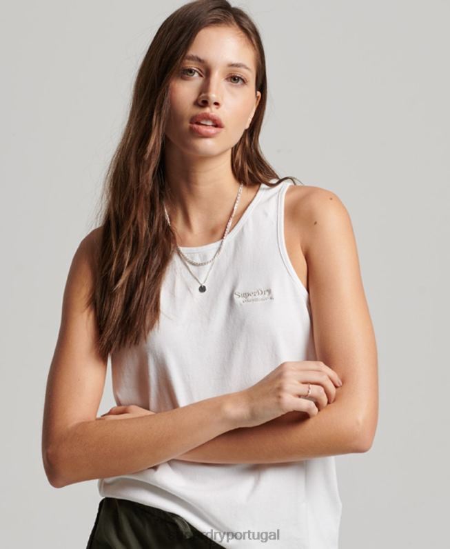 colete logotipo vintage mulheres branco roupas Superdry 2208H2883