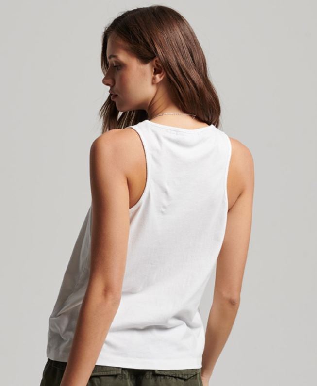 colete logotipo vintage mulheres branco roupas Superdry 2208H2883