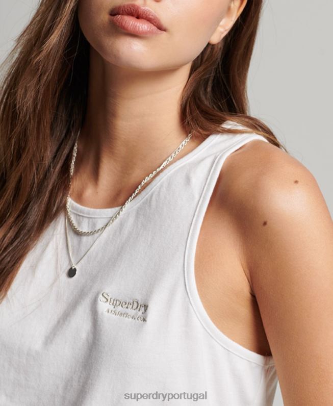 colete logotipo vintage mulheres branco roupas Superdry 2208H2883