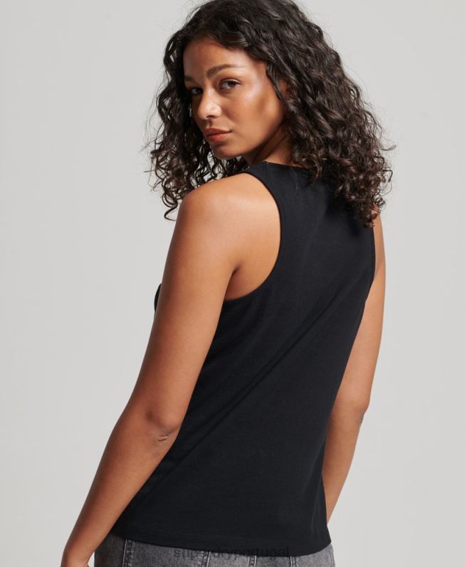colete logotipo vintage mulheres preto roupas Superdry 2208H2887