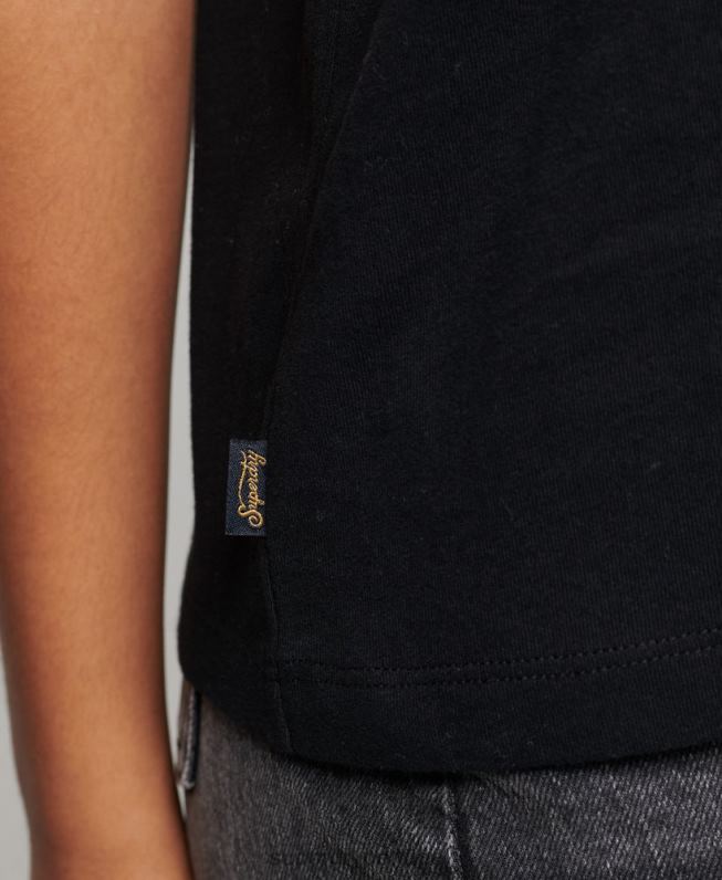 colete logotipo vintage mulheres preto roupas Superdry 2208H2887