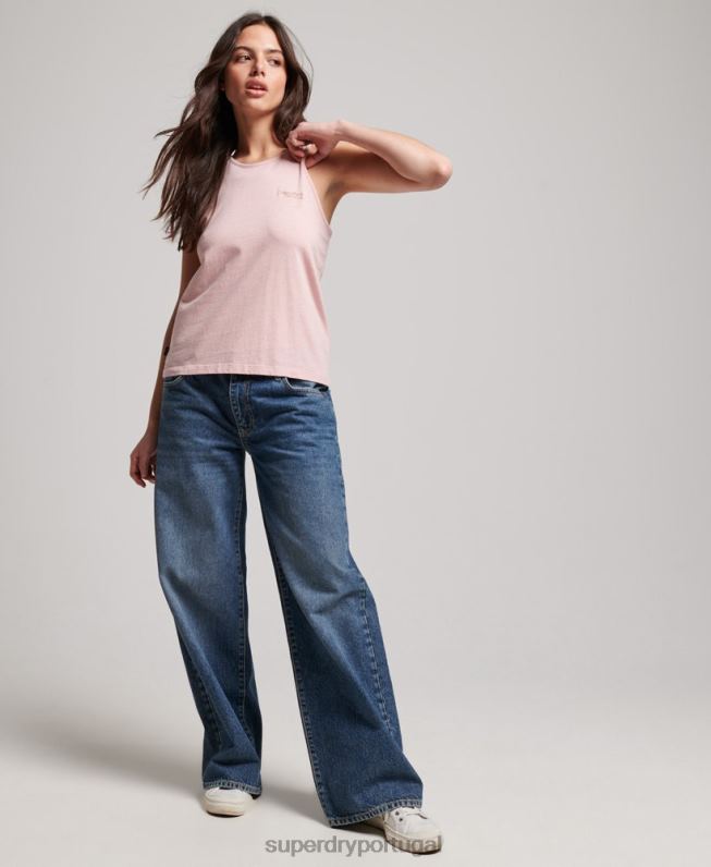 colete logotipo vintage mulheres rosa roupas Superdry 2208H2191