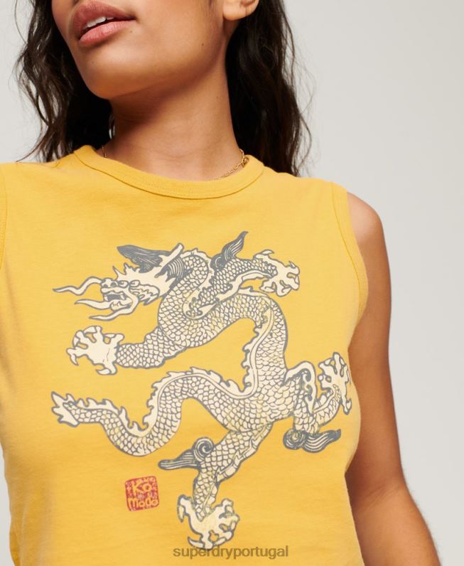 colete vintage mulheres amarelo roupas Superdry x Komodo 2208H2166