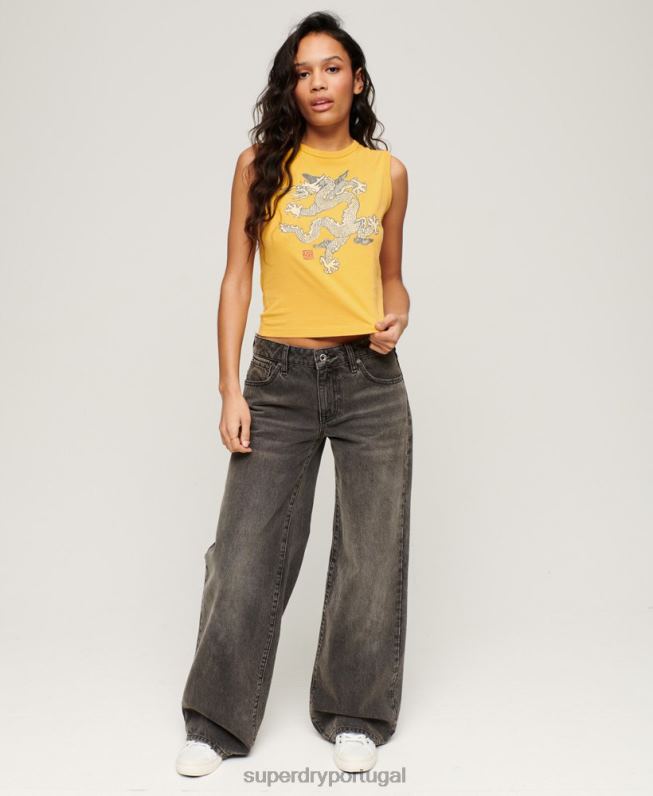 colete vintage mulheres amarelo roupas Superdry x Komodo 2208H2166