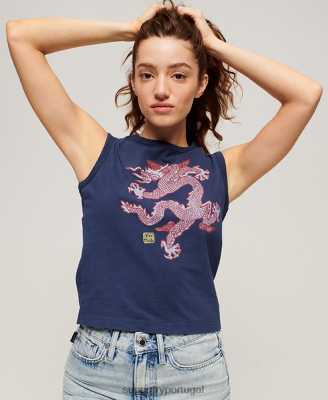 colete vintage mulheres marinha roupas Superdry x Komodo 2208H2164