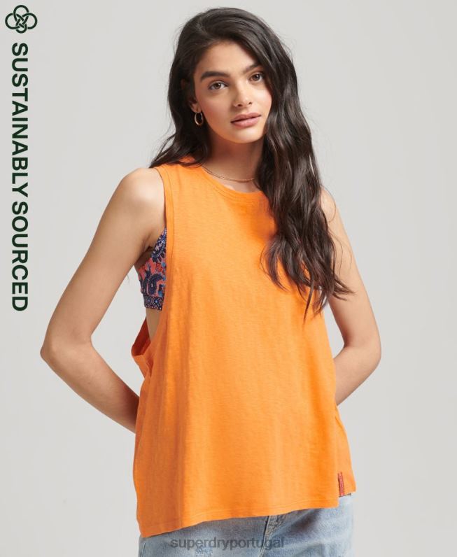 colete vintage surf ranchero de algodão orgânico mulheres laranja roupas Superdry 2208H6573