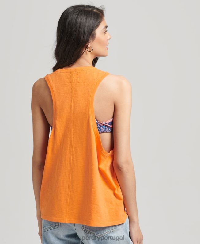 colete vintage surf ranchero de algodão orgânico mulheres laranja roupas Superdry 2208H6573